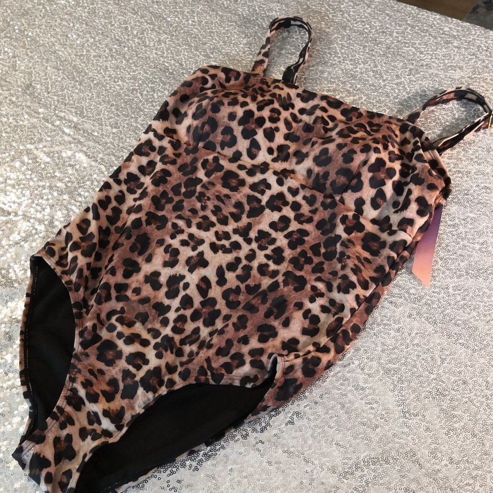 Molybell Womens Stretchy Leopard One Piece Swim suits Tummy Control Size Large